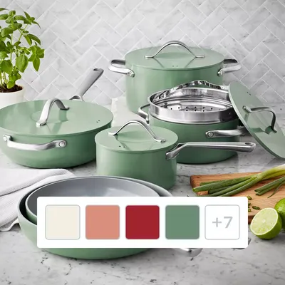 Member's Mark 11-Piece Modern Ceramic Cookware Set (Green)