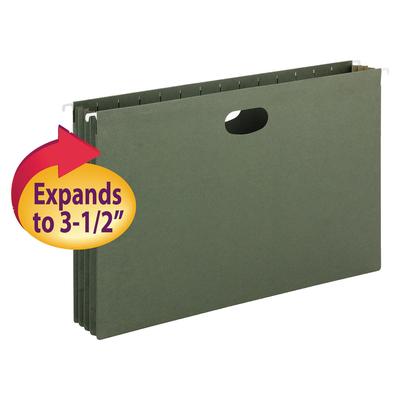 Smead 3 1/2” Hanging File Pockets with Sides, Standard Green (Legal)
