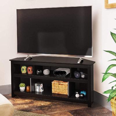Red Barrel Studio® Black Vasari Corner Flat Panel Plasma/LCD TV Console Wood in Black/Brown, Size 22.0 H in | Wayfair