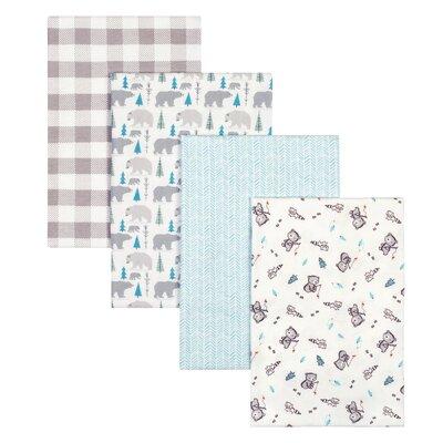 Trend Lab Bear 4 Pack Flannel Blankets 100% Cotton in Brown/White | 30 H x 30 W x 0.5 D in | Wayfair 103653