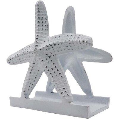 Rosecliff Heights Nautical Starfish Lunch Dinner Napkin Holder Stainless Steel in Gray/Red/Yellow, Size 5.4 H x 5.3 W x 2.4 D in | Wayfair