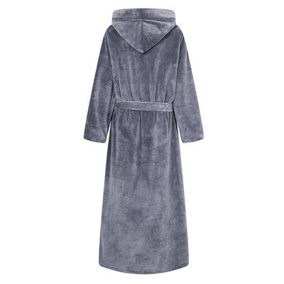 Richie House RH Men Belted Bathrobe Long Soft Fleece Collared Hooded Robe Spa Sleep RHM2760 Polyester | 60 H x 18 W in | Wayfair RHM2760-A-L/XL
