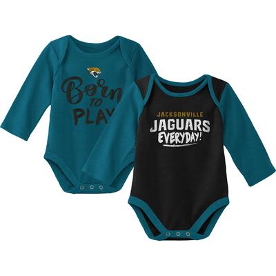 Newborn & Infant Teal/Black Jacksonville Jaguars Little Player Long Sleeve 2-Pack Bodysuit Set