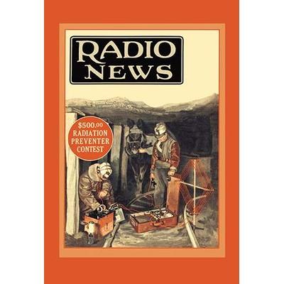 Buyenlarge 'Radio News: Radio Rescues Miners' by Hugo Gernsback Vintage Advertisement in Gray/Orange | 36 H x 24 W x 1.5 D in | Wayfair