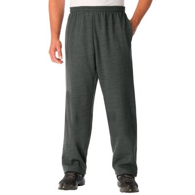 Men's Big & Tall Fleece Open-Bottom Sweatpants by KingSize in Heather Charcoal (Size 8XL)