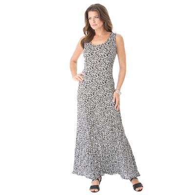 Plus Size Women's Sleeveless Crinkle Dress by Roaman's in Black Mosaic Geo (Size 18/20)
