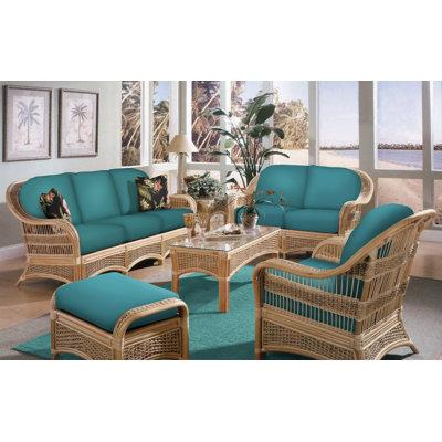 Spice Islands Wicker Spice 6 Piece Conservatory Living Room Set Polyester in Yellow/Brown | 36 H x 84 W x 36 D in | Wayfair Living Room Sets