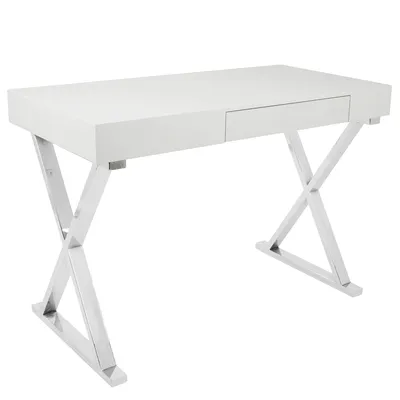 Luster Contemporary Desk in White