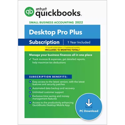 QuickBooks Desktop Pro Plus 2022 15-Month Subscription (PC Digital Download)