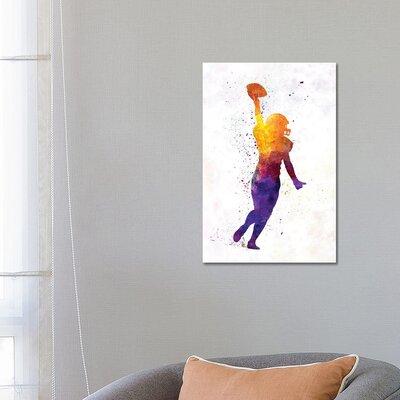 East Urban Home American Football Female Player in Watercolor by Paul Rommer - Wrapped Canvas Painting Canvas & Fabric | Wayfair