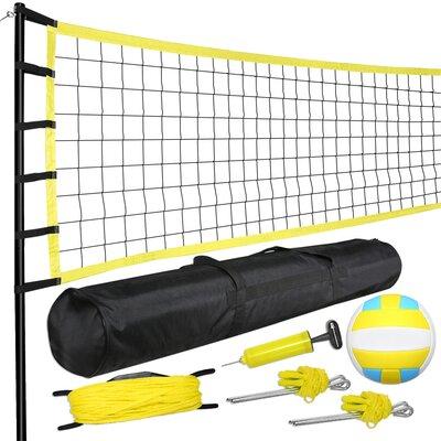 OXYGIE Outdoor Portable Volleyball Net Set System for Backyard Vinyl in Black/Yellow | 36 H x 384 W x 4 D in | Wayfair WE-CJ0705Y