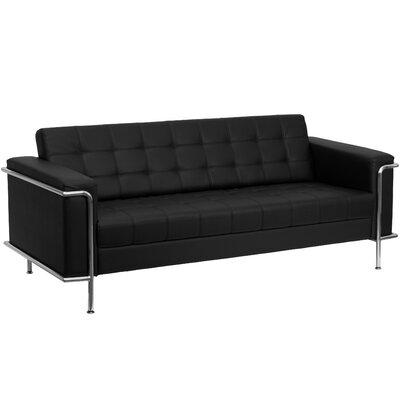 Flash Furniture Anders Contemporary LeatherSoft Double Stitch Detail Sofa Metal/Genuine Leather in Black | 31.5 H x 81 W x 33 D in | Wayfair