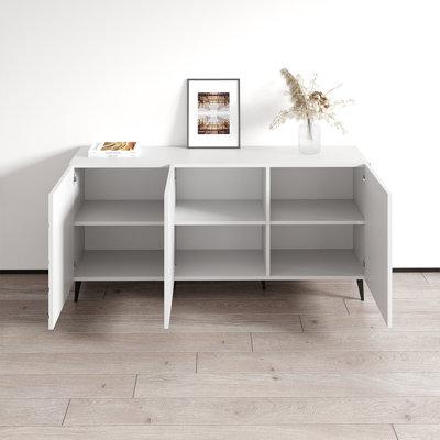 Meble Furniture Nova 61" Sideboard Wood in White | 28.3 H x 61 W x 15.7 D in | Wayfair NOVA-SIDE-WHITE