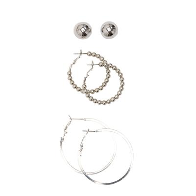 Plus Size Women's 3-Piece Earring Set by Jessica London in Silver