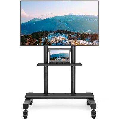 Rfiver Modern Rolling TV Stand for 32 to 90-inch LCD LED OLED Flat Curved Screen TVs, Holds up to 200lb Metal in Black/Brown, Size 73.9 H in Wayfair