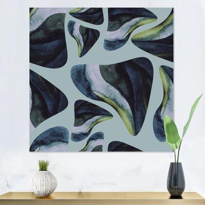 East Urban Home Organic Decorative Elements On Blue - Modern Canvas Wall Art Print Canvas in Black/Green | 30 H x 30 W x 1 D in | Wayfair