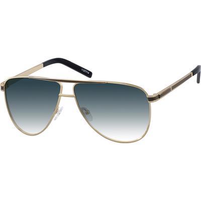 Zenni Men's Aviator Rx Sunglasses Gold Stainless Steel Full Rim Frame
