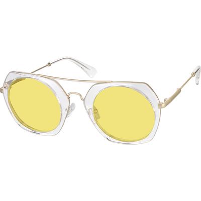 Zenni Women's Geometric Rx Sunglasses Clear Mixed Full Rim Frame
