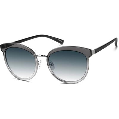 Zenni Women's Round Rx Sunglasses Gray Mixed Full Rim Frame