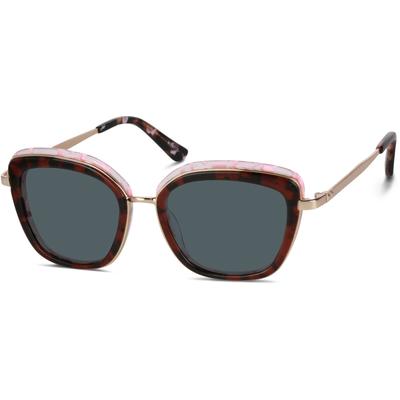 Zenni Women's Square Rx Sunglasses Merlot Tortoiseshell Mixed Full Rim Frame