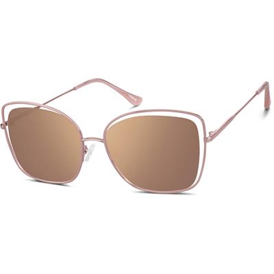 Zenni Women's Oversized Cat-Eye Rx Sunglasses Pink Stainless Steel Full Rim Frame