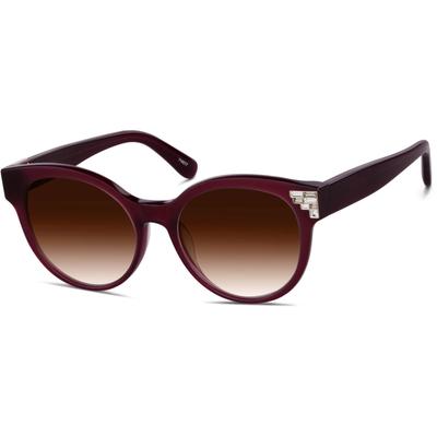 Zenni Women's Round Rx Sunglasses Purple Plastic Full Rim Frame