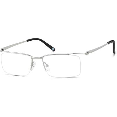 Zenni Rectangle Prescription Glasses Silver Titanium Frame