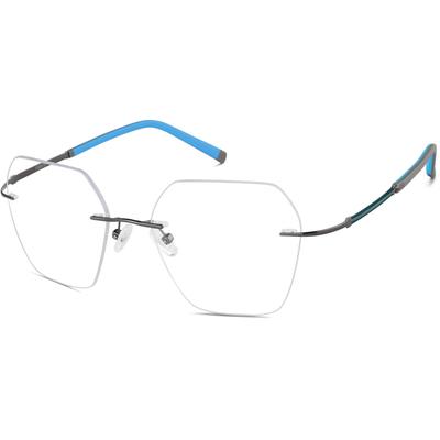 Zenni Men's Rimless Prescription Glasses Gray Titanium Frame