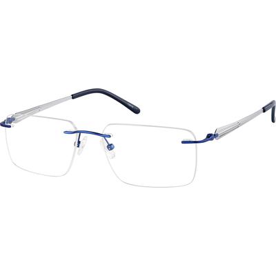 Zenni Rimless Prescription Glasses Blue Titanium Frame