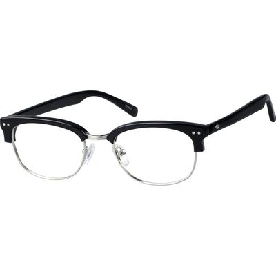 Zenni Retro Browline Prescription Glasses Black Plastic Full Rim Frame
