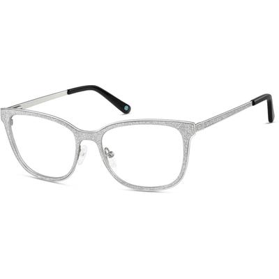 Zenni Women's Square Prescription Glasses Silver Stainless Steel Full Rim Frame