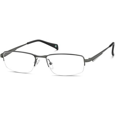 Zenni Men's Lightweight Rectangle Prescription Glasses Half-Rim Gray Titanium Frame
