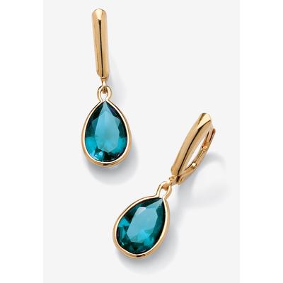 Women's Gold over Sterling Silver Drop EarringsPear Cut Simulated Birthstones by PalmBeach Jewelry in December
