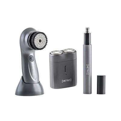 MetroMan Men's Groomers and Trimmers Gray - Gray Grooming Electric Shaver & Nose Trimmer Three-Piece Set
