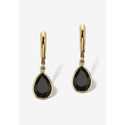 Women's Pear-Shaped Black Onyx Drop Earrings by PalmBeach Jewelry in Gold