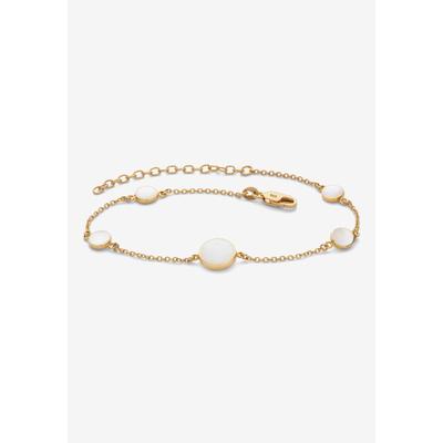 Plus Size Women's Gold Over Sterling Silver Round Genuine Mother Of Pear Lankle Bracelet by PalmBeach Jewelry in Pearl