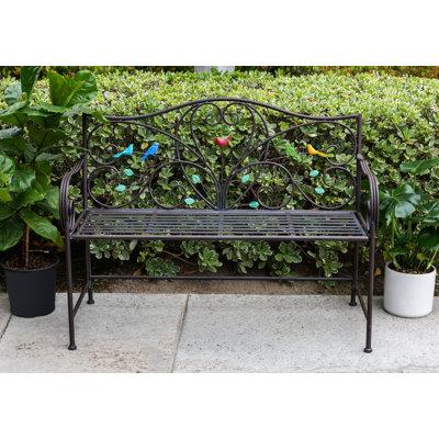 HomeView Design Outdoor Iron Garden Bench Metal in Gray | 36 H x 48 W x 21 D in | Wayfair 22090