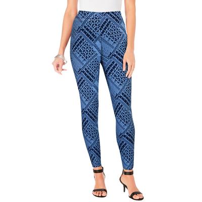 Plus Size Women's Ankle-Length Essential Stretch Legging by Roaman's in Blue Patchwork (Size 6X) Activewear Workout Yoga Pants