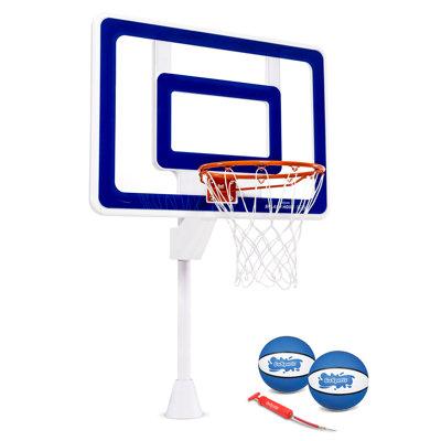 Gosports Deck-Mounted Splash Hoop Adjustable Height Inground Pool Basketball Game w/ Regulation Rim, in Blue/Red/White | 48 H x 44 W in | Wayfair