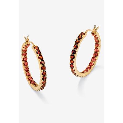 Women's Gold Over Sterling Silver Hoop Earrings (30Mm) Garnet (6 1 4 Cttw) Jewelry by PalmBeach Jewelry in Garnet