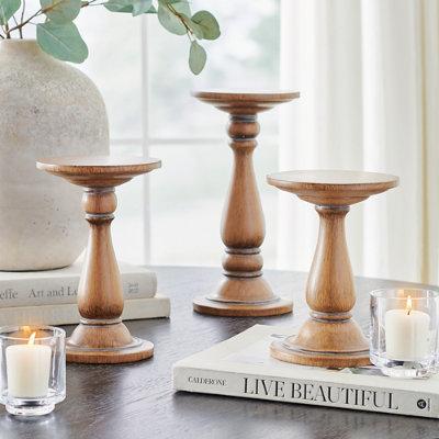 Faux Wood Round Stands, Set Of Three - Grandin Road