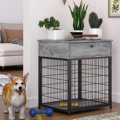 Tucker Murphy Pet™ Dog Crate Furniture, Side End Table, Modern Kennel For Dogs, Style Wood Dog Kennel End Table w/ Drawer, Dog House Indoor Use