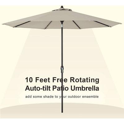 Arlmont & Co. 10Ft Auto Tilt Crank Umbrella Dual Blue, Granite in Brown | 108 H x 120 W x 60 D in | Wayfair 80D7D385689B498CA6EAD4BE9C2DF166