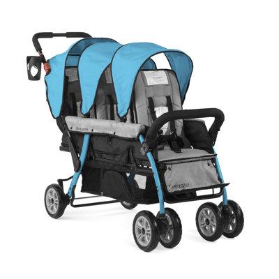 Gaggle Compass 3 Seat Stroller w/ Sun Canopy, Rubber in Blue/Black | 41 H x 58.5 W x 21 D in | Wayfair 9909033