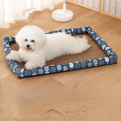 Tucker Murphy Pet™ Bozuwa Dog Kennel Summer Cool Kennel Dog Bed For All Seasons Pet Supplies Cotton in Black/Blue | 3 H x 43.3 W x 31.5 D in | Wayfair