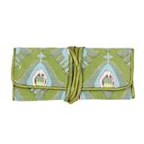 Light Olive Keeper,'Light Olive Cotton Jewelry Roll Crafted in India'