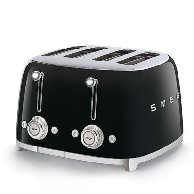 SMEG 50's Retro Style 4x4 Toaster Stainless Steel in Black | 33 W x 33 D in | Wayfair TSF03BLUK