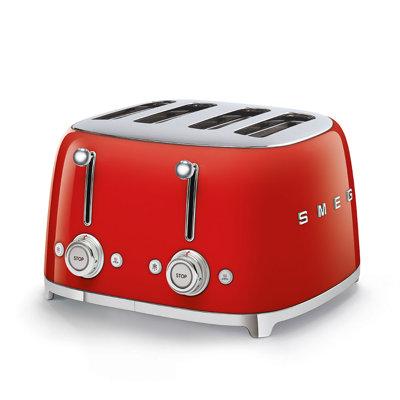 SMEG 50's Retro Style 4x4 Toaster, Stainless Steel in Red, Size 7.8 H x 13.0 W x 12.99 D in | Wayfair TSF03RDUK