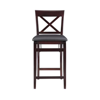 Triena X Back Folding Counter Bar Stool by Linon Home Décor in Brown (Size 30