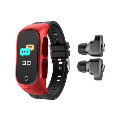 Fetor Smart Watches Red - Red & Brown Binaural Smart Bracelet & Bluetooth In-Ear Headphones